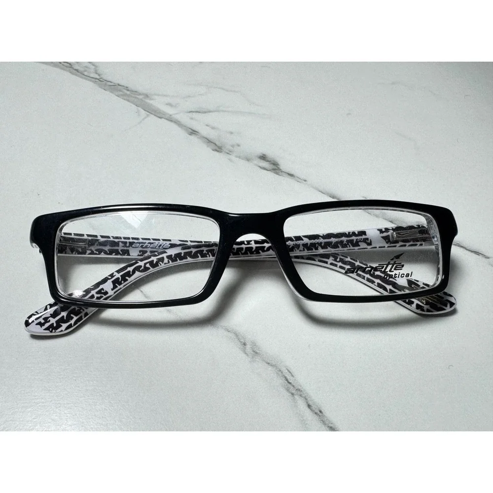 Arnette MOD 7036 1099 Black Rectangular Eyeglasses Tire Tread Pattern 48-17-130